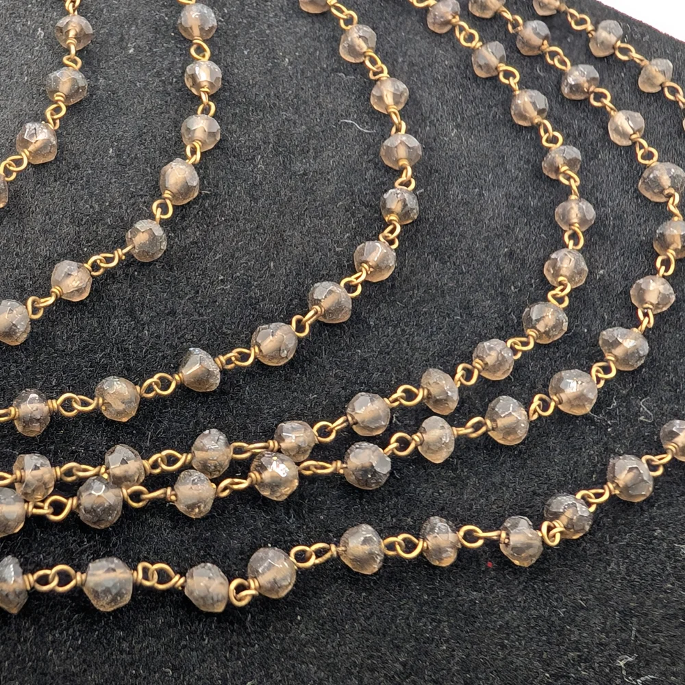 NASHELLE Beaded Necklace Tiered Gold with Gray Brown Beads - Picture 7 of 9